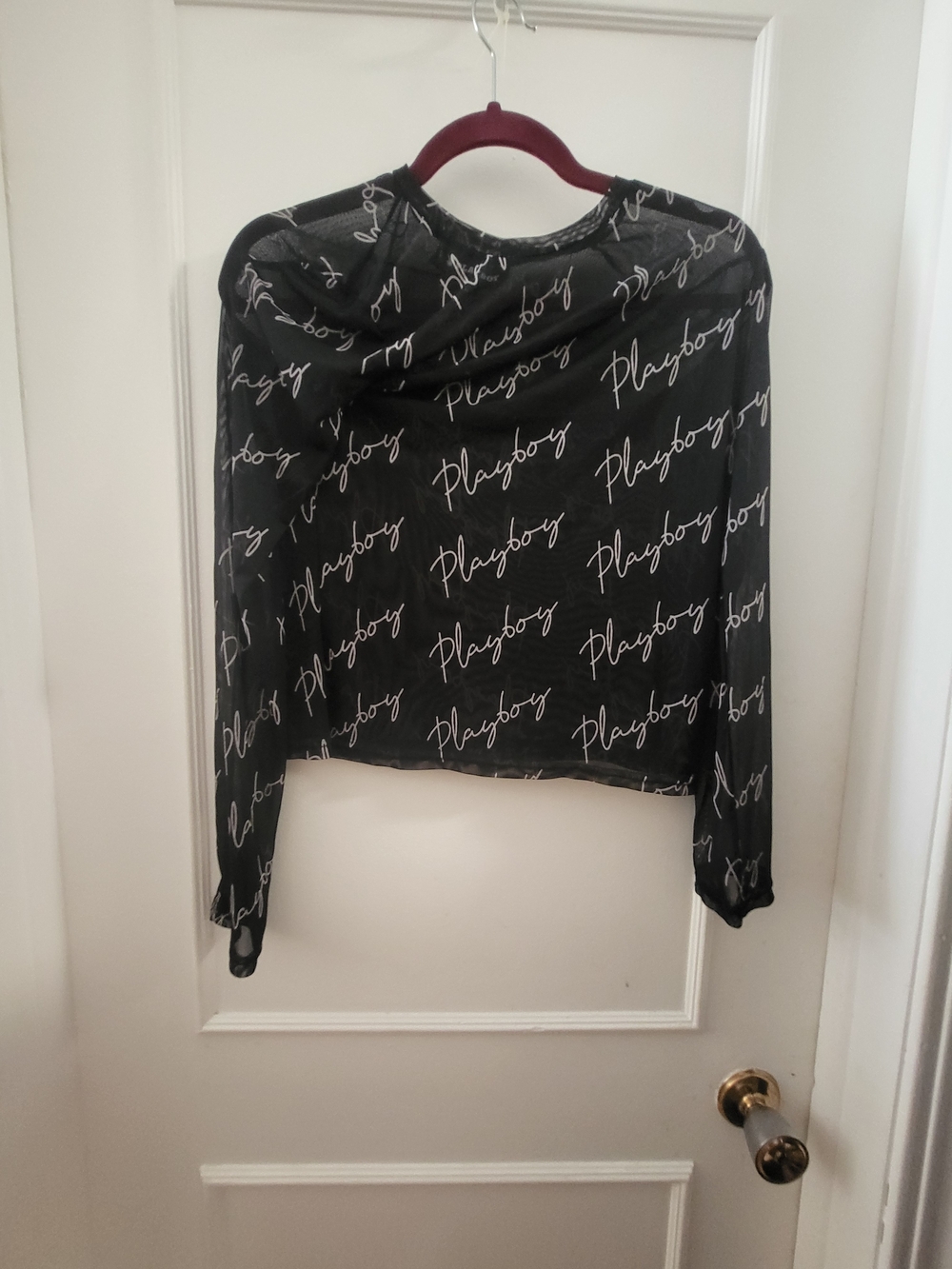 PLAYBOY Black Script Logo Crop Top